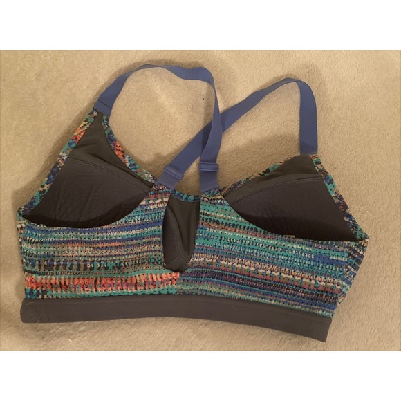 Victoria's Secret Victoria Sport Sports Bra Blue Stripe Racerback 34D Athletic - Picture 5 of 7